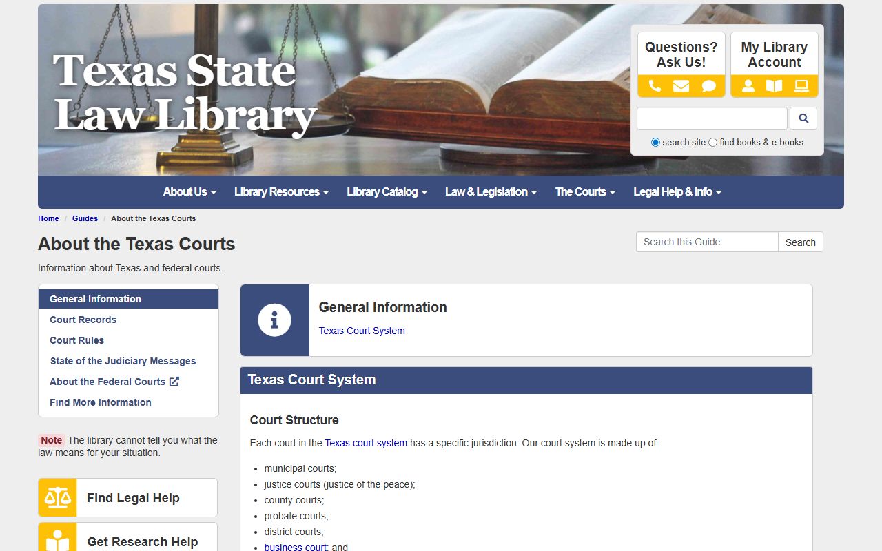Denton County district court hierarchy guide from the Texas State Law Library