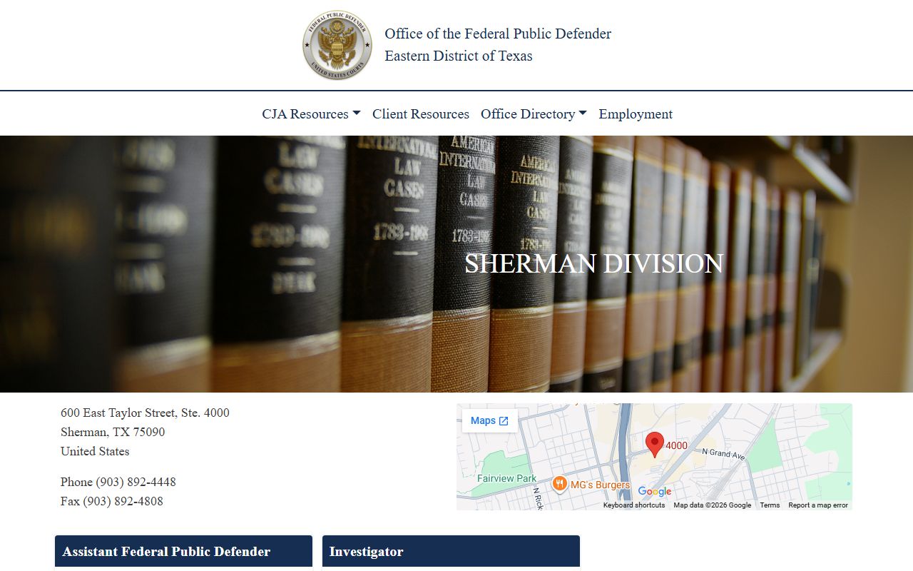 Denton County public records Federal Public Defender Sherman Division office