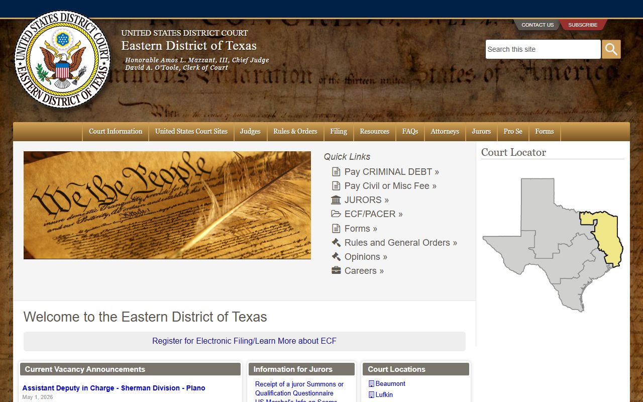 Denton County federal court records Eastern District of Texas site