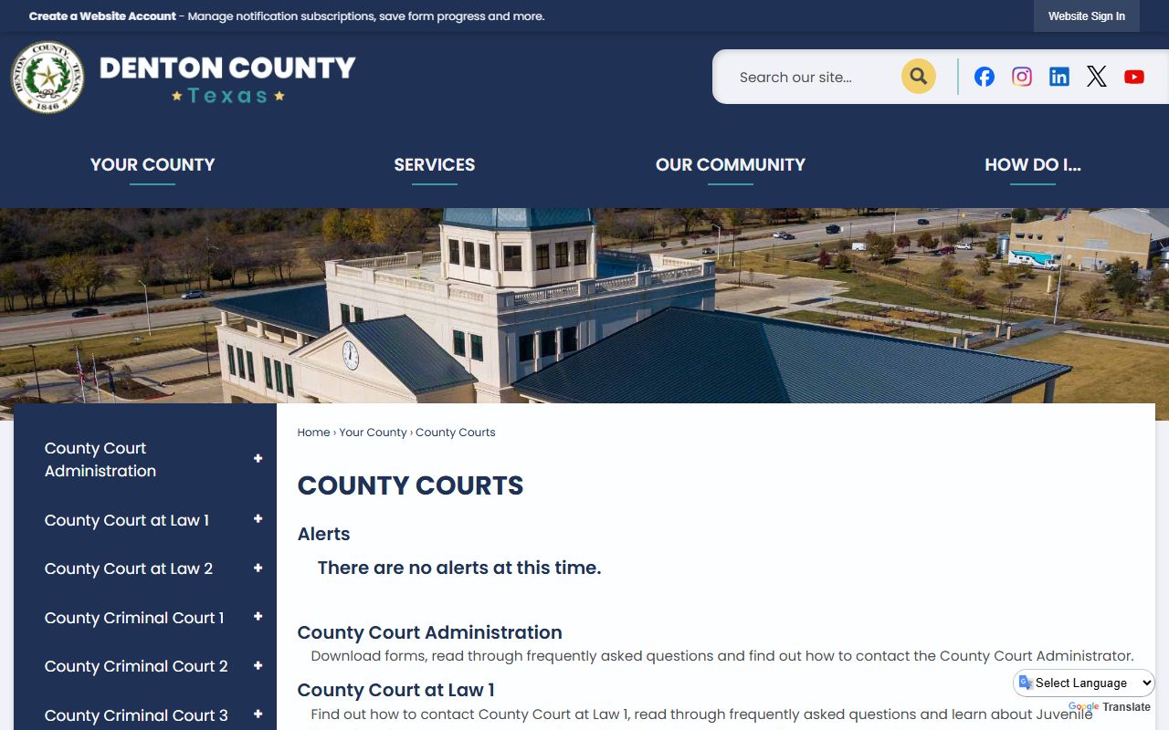 Denton County court records county courts landing page