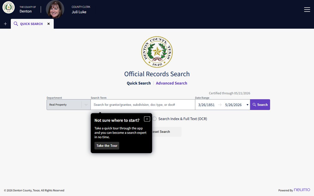 Denton County court records County Clerk official records quick search