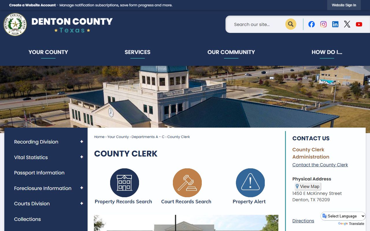 Denton County Clerk court records page