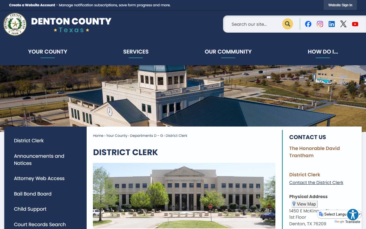 Denton County District Clerk court records page