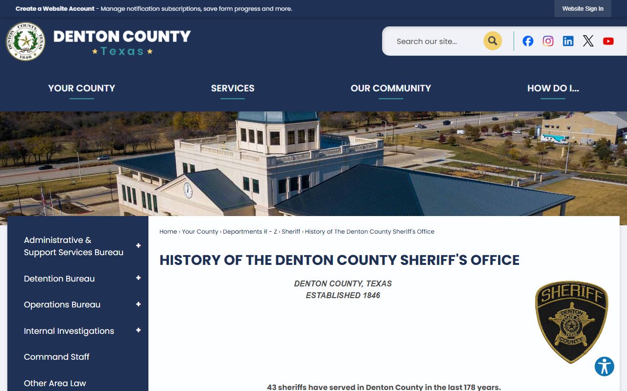 Denton County jail population data Sheriff history and jail expansion page