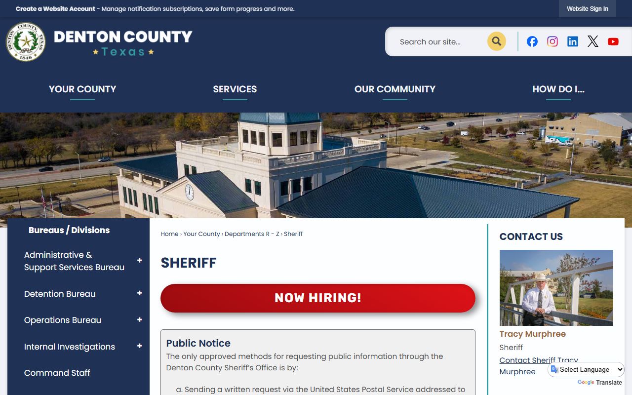 Denton County inmate search Sheriff's Office and jail records page