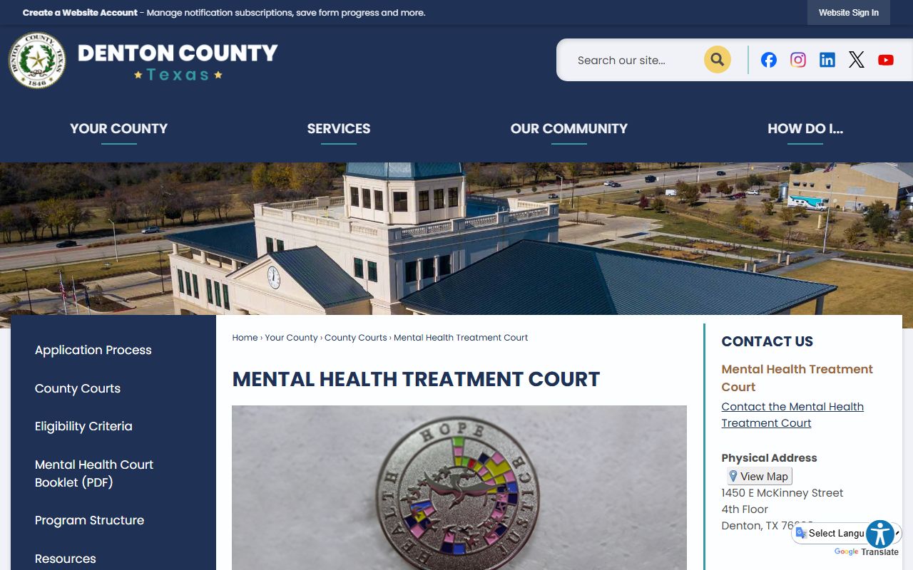 Denton County specialty court records mental health treatment court page