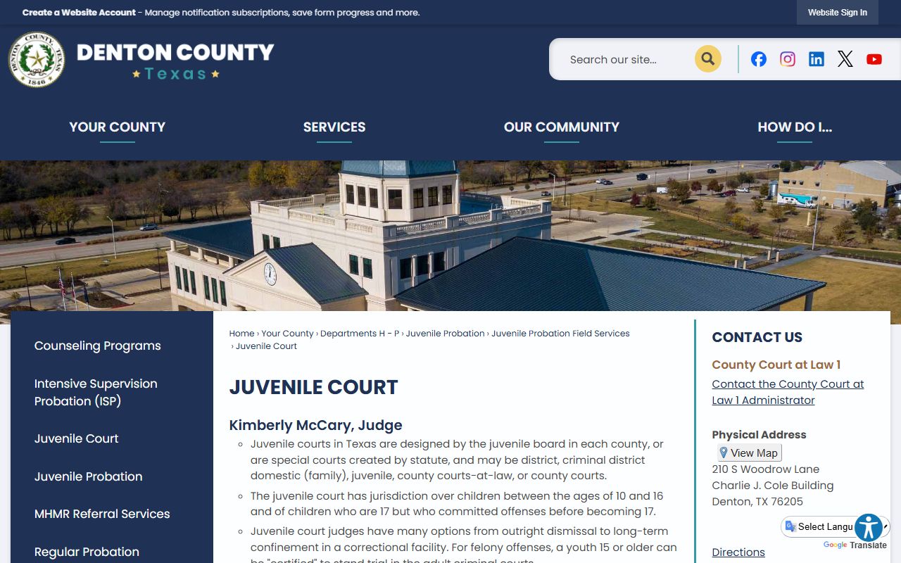 Denton County court records juvenile court page
