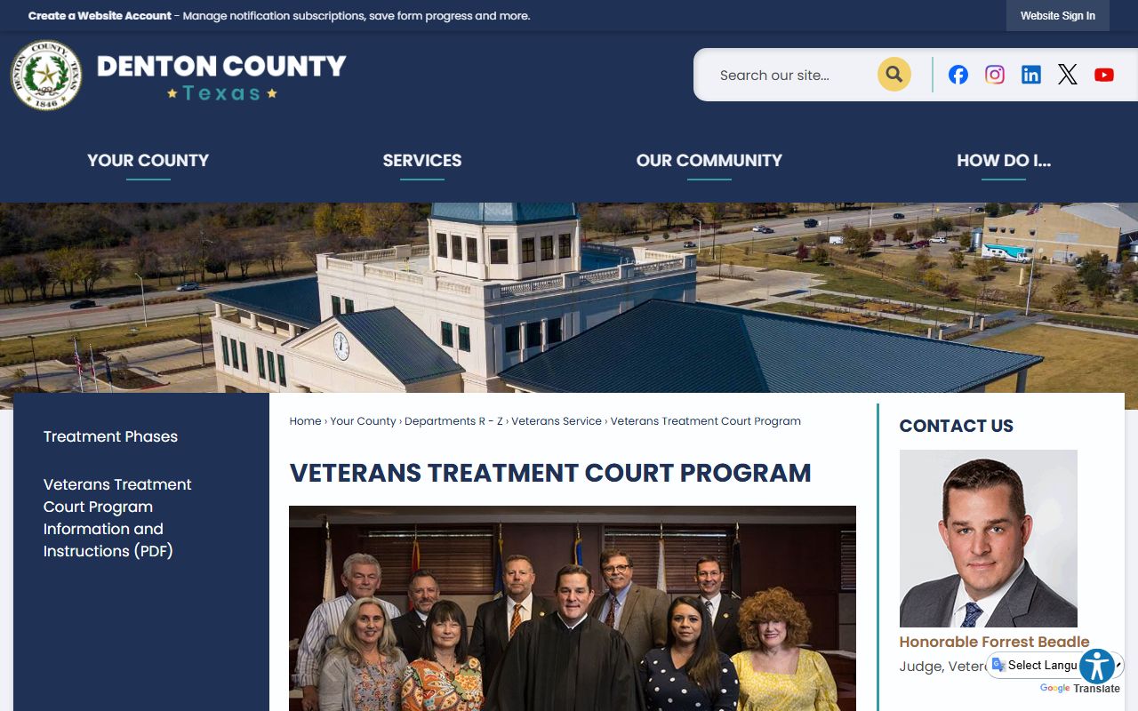 Denton County specialty court records veterans treatment court page