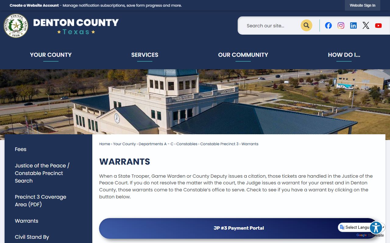 Denton County warrant search Constable warrants page